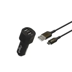Chargeur USB voiture 17 W 2 x usb-a + câble micro-usb Green_e