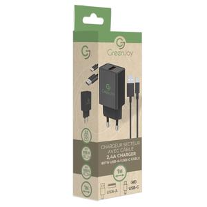 Embout secteur USB avec câble charge et data type-C / 2 GreenJoy image-1