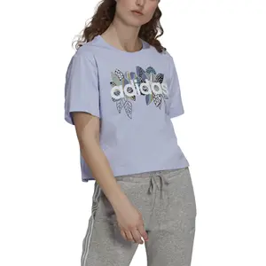 Camiseta de mujer adidas X Farrio Print Boyfriend Cropped Coton Logo image-3