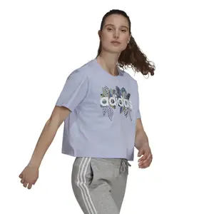 Camiseta de mujer adidas X Farrio Print Boyfriend Cropped Coton Logo image-6