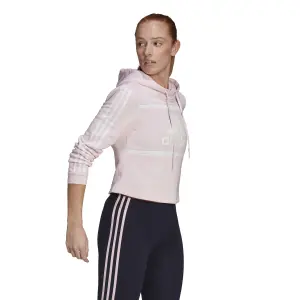 Felpa corta con cappuccio da donna adidas Essentials Logo Colorblock Fleece image-4