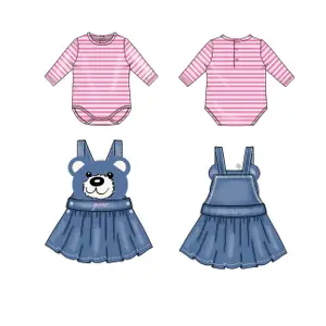 Ensemble body manches longues et jupe bébé fille Guess image-2