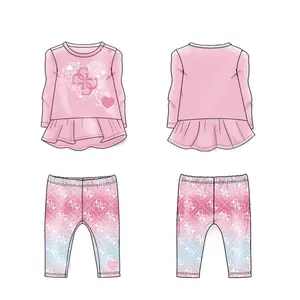 Baby girl long sleeve t-shirt and legging set Guess image-2