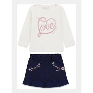 Ensemble t-shirt manches longues et jupe en jean bébé fille Guess image-1