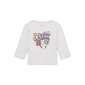 Long-sleeved printed logo T-shirt for baby girl Guess image-0