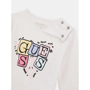 Long-sleeved printed logo T-shirt for baby girl Guess image-2
