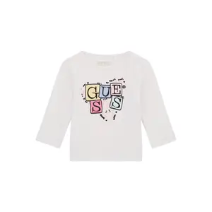 Long-sleeved printed logo T-shirt for baby girl Guess image-3