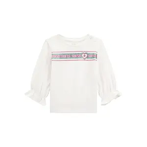 Long sleeve triangular logo T-shirt for baby girl Guess image-0