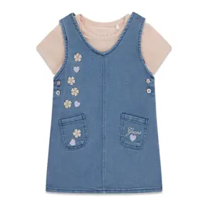 Denim dress and bodysuit set for baby girl Guess STR image-0