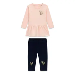 Long Sleeve T-Shirt and Jeans Outfit for Baby Girl Guess image-0