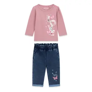 Long Sleeve T-Shirt and Jeans Outfit for Baby Girl Guess image-0