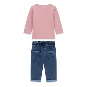 Long Sleeve T-Shirt and Jeans Outfit for Baby Girl Guess image-1