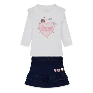 Long Sleeve T-Shirt and Denim Skirt Set for Baby Girls Guess image-0