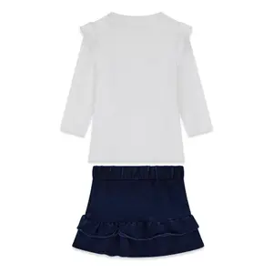 Long Sleeve T-Shirt and Denim Skirt Set for Baby Girls Guess image-1