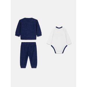 Conjunto de sweatshirt jacquard, body de mangas longas e calças de jogging para bebé rapaz Guess image-1
