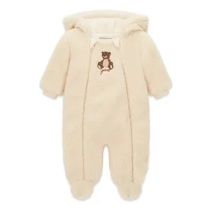 Faux Fur Hooded Sleepsuit Baby Boy Guess Overall image-0