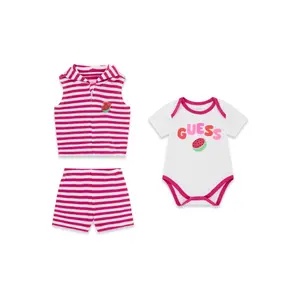 Hooded jacket, body and shorts set for baby boy Guess image-1