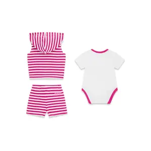 Hooded jacket, body and shorts set for baby boy Guess image-2