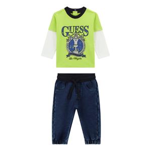 Conjunto de t-shirt de mangas longas e calças de ganga para bebé menino Guess image-0