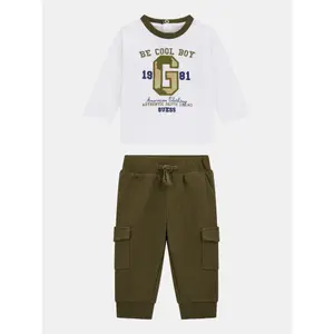 Baby boy long sleeve t-shirt and cargo joggers set Guess image-4