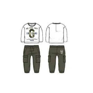Baby boy long sleeve t-shirt and cargo joggers set Guess image-5