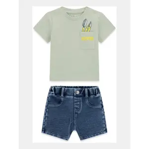 Baby boy t-shirt and denim shorts set Guess image-0