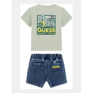 Baby boy t-shirt and denim shorts set Guess image-1