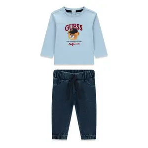 Long Sleeve T-Shirt Jean Blouse Outfit Baby Boy Guess image-0