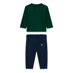 Long Sleeve T-Shirt Jean Blouse Outfit Baby Boy Guess image-1