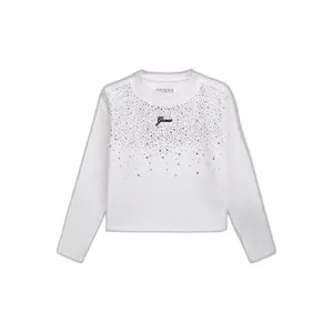 Długi rękaw T-shirt z logo z kryształkami dla dziewczynki Guess Midi image-0