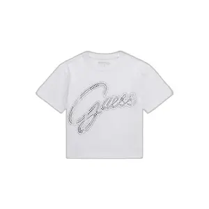 Girl's rhinestone logo t-shirt Guess Crop image-0