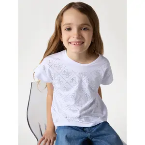 4G Logo Rhinestone Midi T-Shirt for Girls Guess image-2