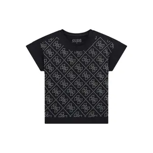 4G Logo Rhinestone Midi T-Shirt for Girls Guess image-0