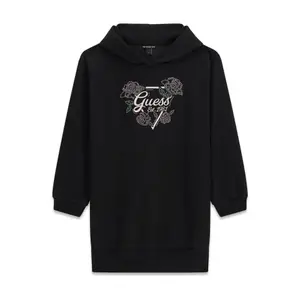 Long Sleeve Fleece Hooded Sweat Dress Girl Guess
