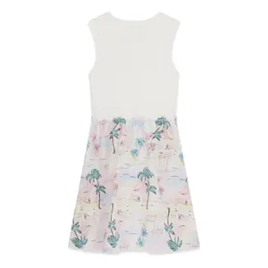 Sleeveless mixed fabric dress for girls Guess image-1