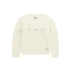 Pull col rond avec broderie fleur bébé fille Guess image-0