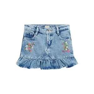 Rigid denim skirt with embroidery for baby girl Guess image-0