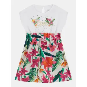 Flared dress in mixed fabric for girls Guess image-1