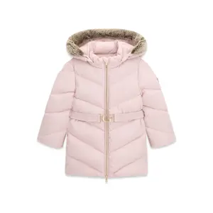 Long Zip-Up Hooded Puffer Jacket Girl Guess image-0