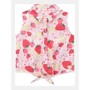 Sleeveless blouse with bow in baby girl poplin Guess image-0