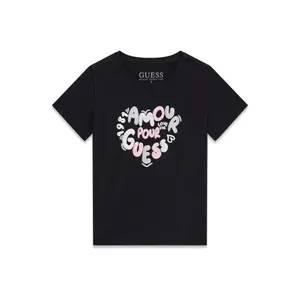 Meisjes T-shirt met glitters Guess High Low image-0