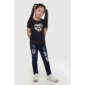 Meisjes T-shirt met glitters Guess High Low image-1