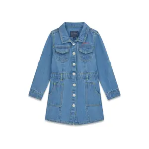 Denim shirt dress for baby girl Guess image-0