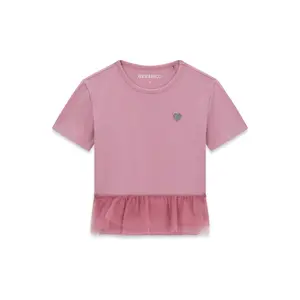 Ruffle Mesh T-Shirt for Girls Guess image-0