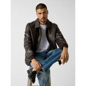 Leather aviator jacket Guess image-3