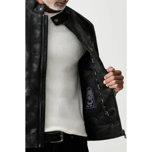 Motorcycle Leather Jacket Guess image-5
