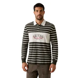 Long-sleeved jacquard polo Guess Coun Striped image-1