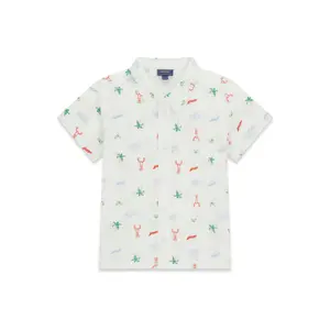 Short-sleeved poplin shirt for baby boy Guess image-0