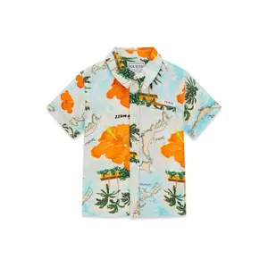 Koszula krótki rękaw z popeliny dla chłopca niemowlaka Guess