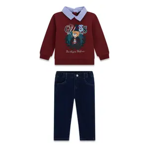 Child's cotton sweatshirt and jeans set Guess Active Oxford Stripes image-0